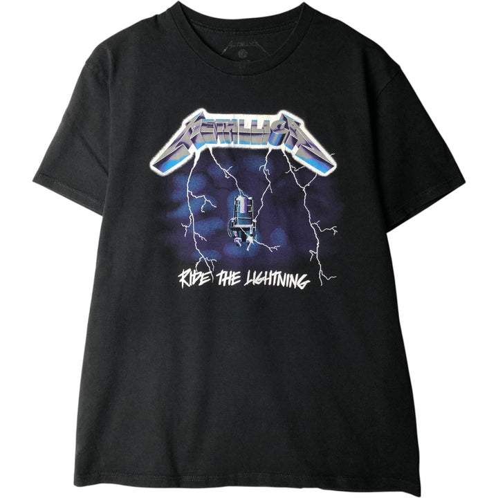METALLICA RIDE THE LIGHTNING Band T-shirt, Men's L size unclear black type Vintage Second Hand