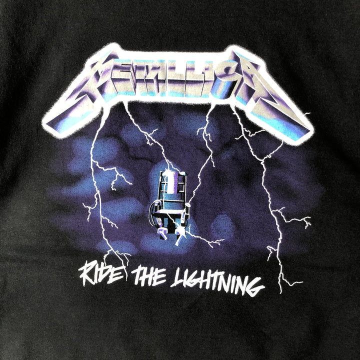METALLICA RIDE THE LIGHTNING Band T-shirt, Men's L size unclear black type Vintage Second Hand