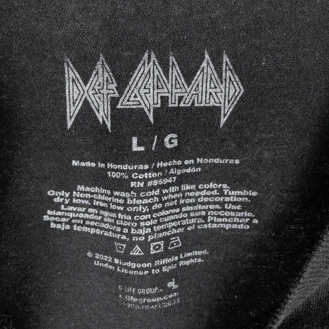 DEF LEPPARD Skull Pattern Skull Wing Band T-Shirt (Men's Size L) cotton black type Vintage Second Hand