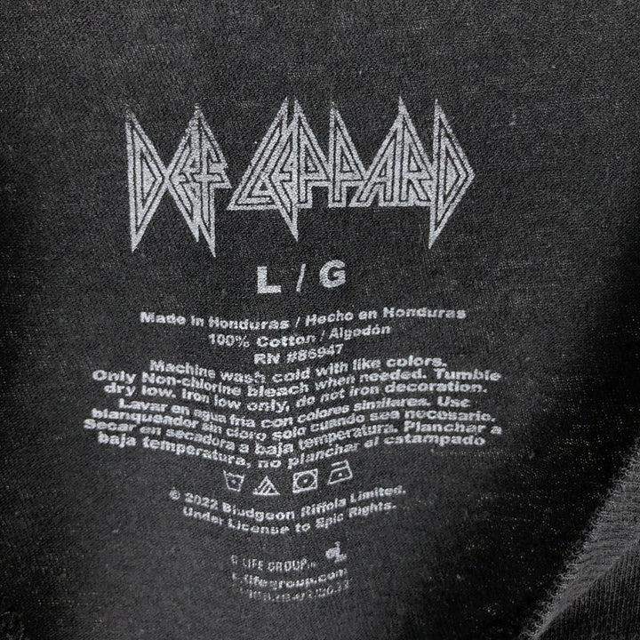 DEF LEPPARD Skull Pattern Skull Wing Band T-Shirt (Men's Size L) cotton black type Vintage Second Hand