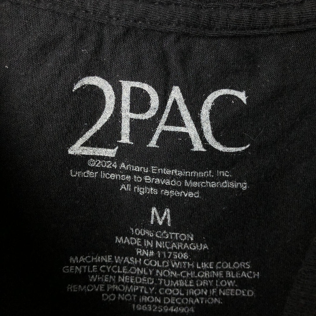 2pac Rap T-shirt, Men's M size cotton black type Vintage Second Hand