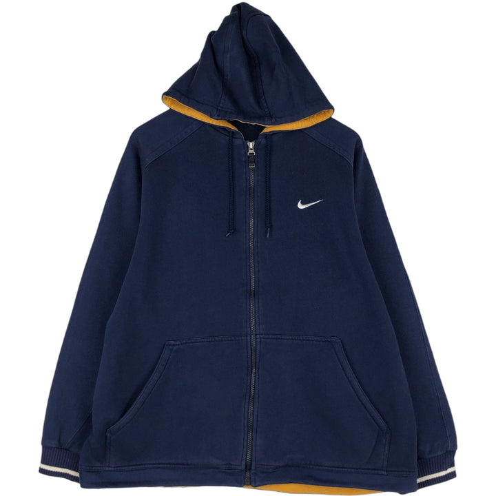 90'S Nike Full-Zip Sweatshirt Hoodie, Men's Size L (approx.), Vintage cotton Navy blue Vintage Second Hand