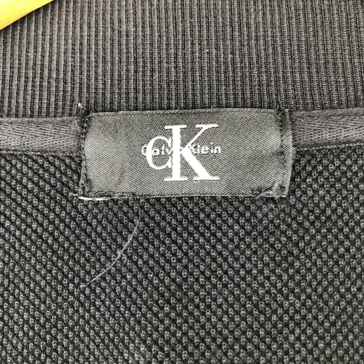 90s-00'S Calvin Klein pique knit high-neck full-zip sweatshirt, men's size XXL equivalent. unclear black type Vintage Second Hand