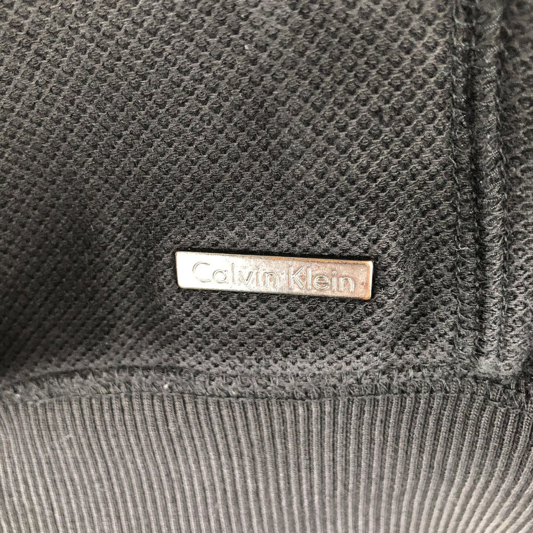 90s-00'S Calvin Klein pique knit high-neck full-zip sweatshirt, men's size XXL equivalent. unclear black type Vintage Second Hand