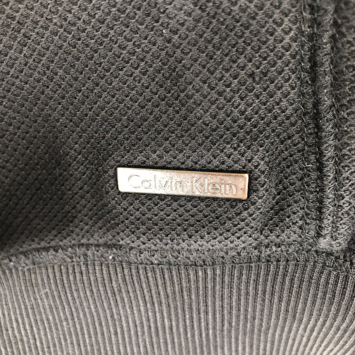 90s-00'S Calvin Klein pique knit high-neck full-zip sweatshirt, men's size XXL equivalent. unclear black type Vintage Second Hand
