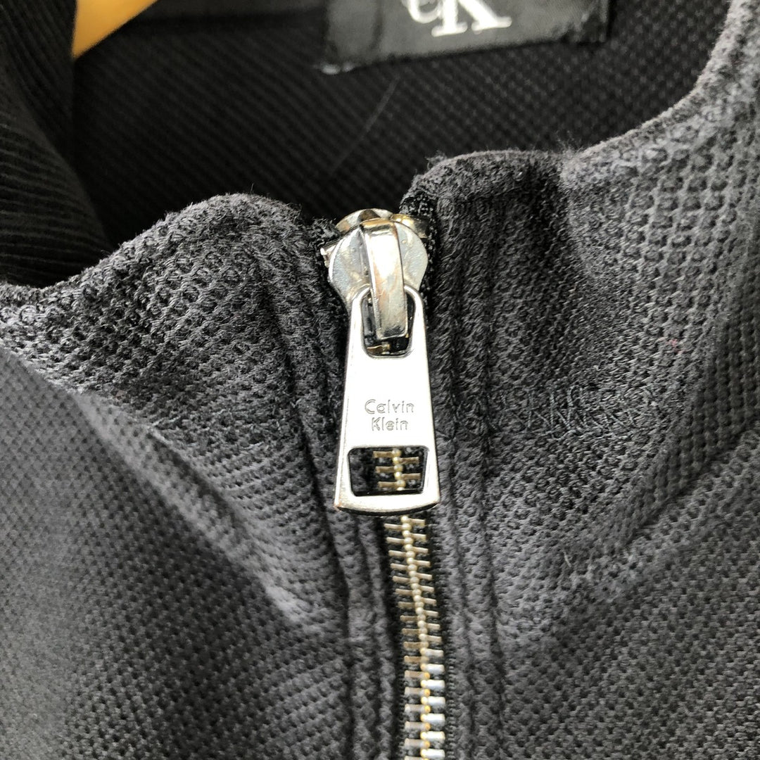 90s-00'S Calvin Klein pique knit high-neck full-zip sweatshirt, men's size XXL equivalent. unclear black type Vintage Second Hand
