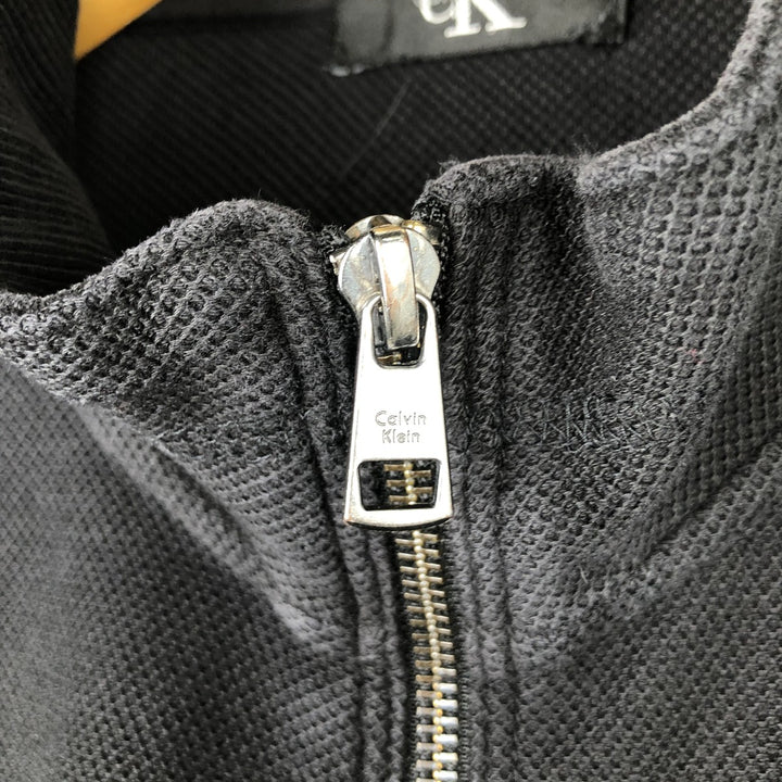90s-00'S Calvin Klein pique knit high-neck full-zip sweatshirt, men's size XXL equivalent. unclear black type Vintage Second Hand