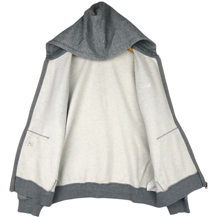 Nike Sweat Full Zip Hoodie, Men's M Size cotton gray type Vintage Second Hand