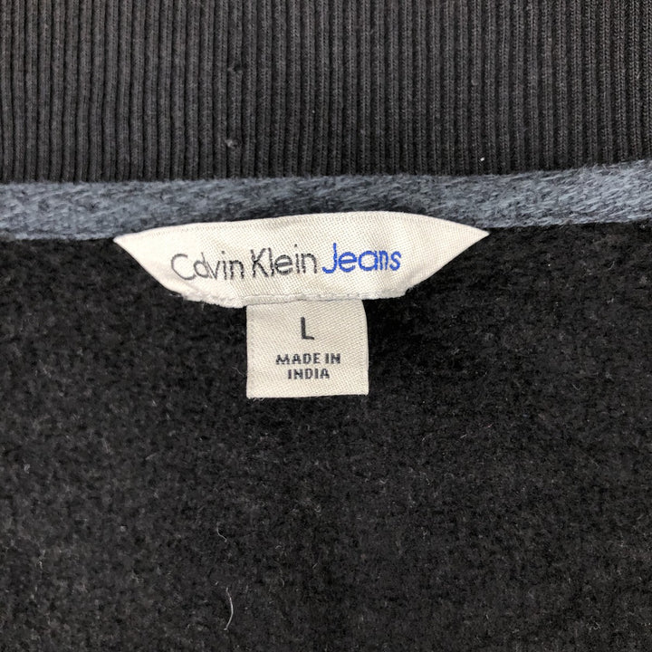 2000'S Calvin Klein Jeans High Neck Full-Zip Sweatshirt (Men's Size L) cotton black type Vintage Second Hand