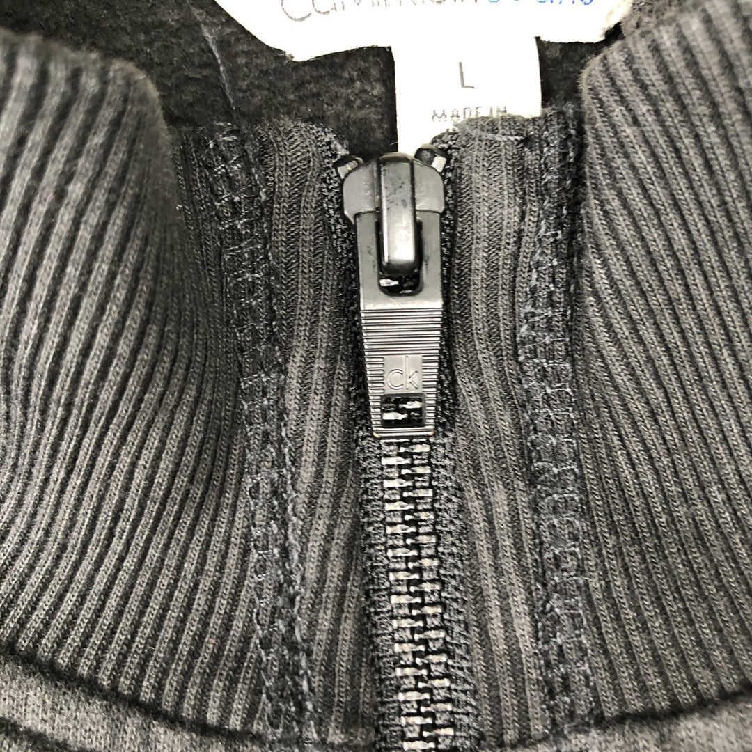 2000'S Calvin Klein Jeans High Neck Full-Zip Sweatshirt (Men's Size L) cotton black type Vintage Second Hand