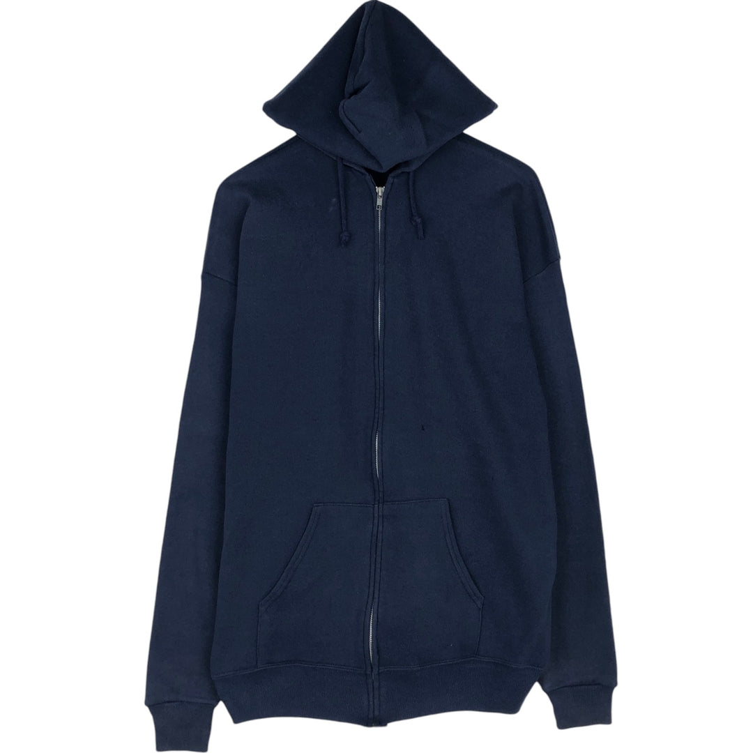 90'S Jerzees Full-Zip Sweatshirt Hoodie, Men's XXL equivalent, Vintage cotton navy blue type Vintage Second Hand