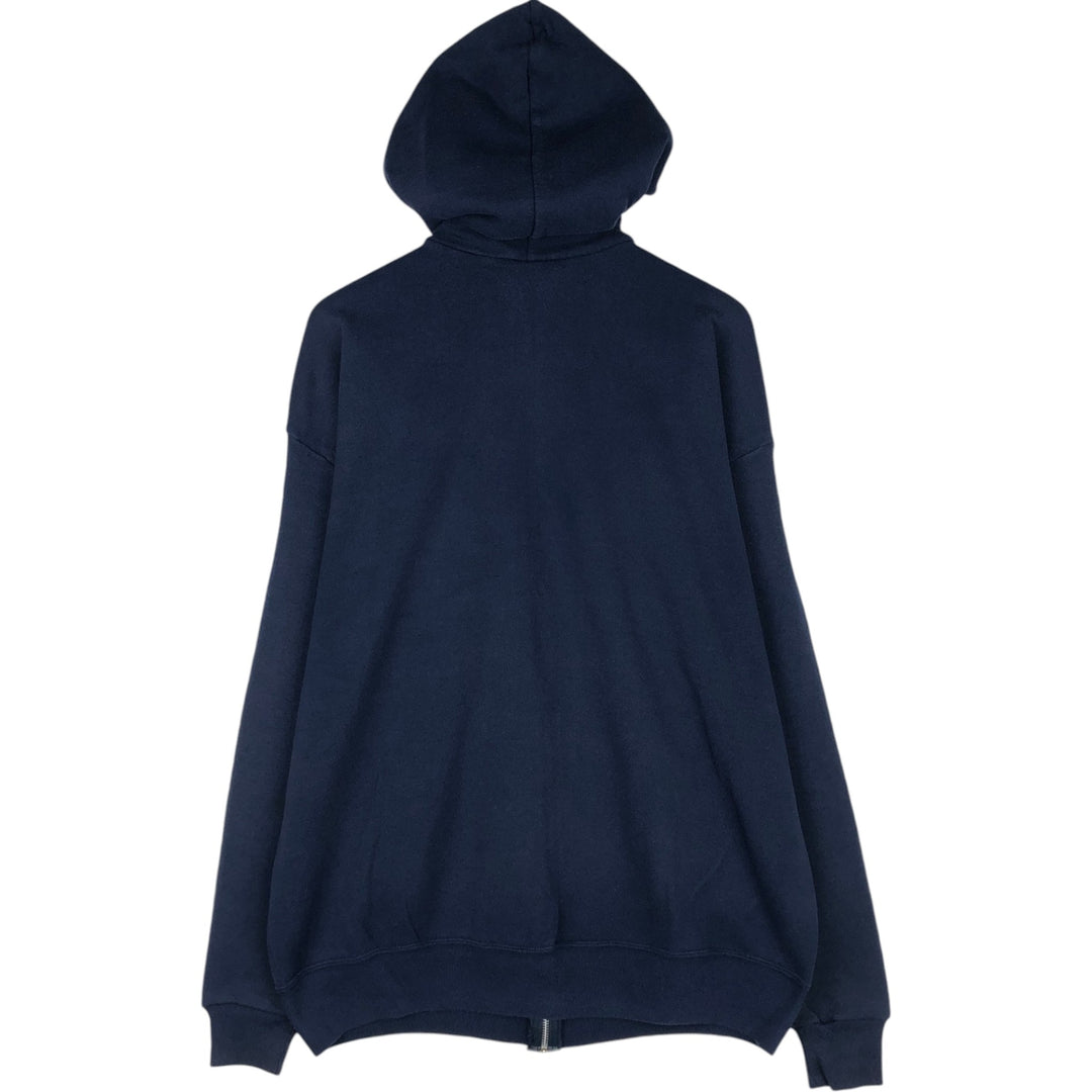 90'S Jerzees Full-Zip Sweatshirt Hoodie, Men's XXL equivalent, Vintage cotton navy blue type Vintage Second Hand