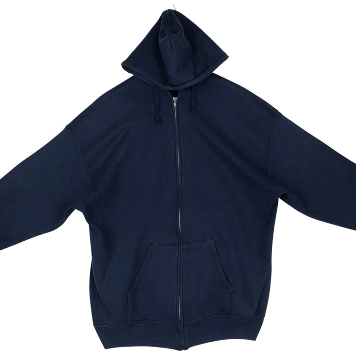 90'S Jerzees Full-Zip Sweatshirt Hoodie, Men's XXL equivalent, Vintage cotton navy blue type Vintage Second Hand