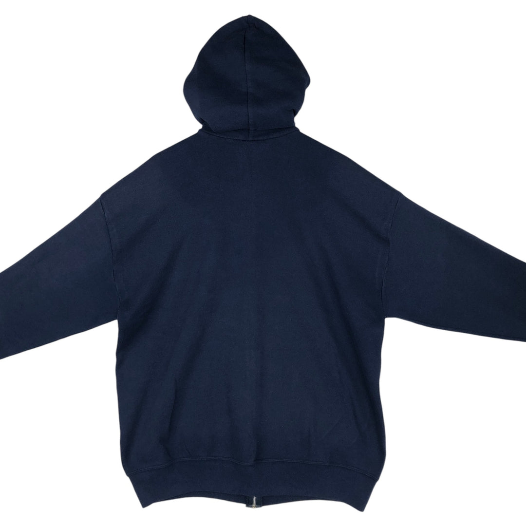 90'S Jerzees Full-Zip Sweatshirt Hoodie, Men's XXL equivalent, Vintage cotton navy blue type Vintage Second Hand
