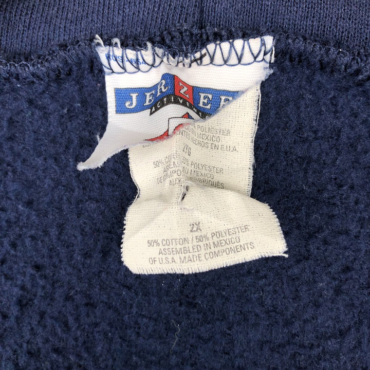 90'S Jerzees Full-Zip Sweatshirt Hoodie, Men's XXL equivalent, Vintage cotton navy blue type Vintage Second Hand