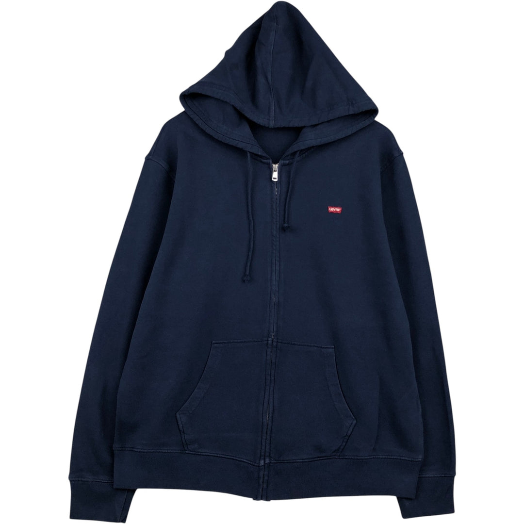 Levi's Sweatshirt Full Zip Hoodie, Men's Size L cotton navy blue type Vintage Second Hand