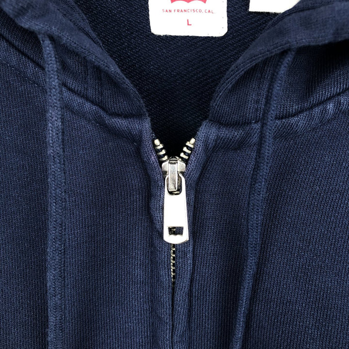 Levi's Sweatshirt Full Zip Hoodie, Men's Size L cotton navy blue type Vintage Second Hand