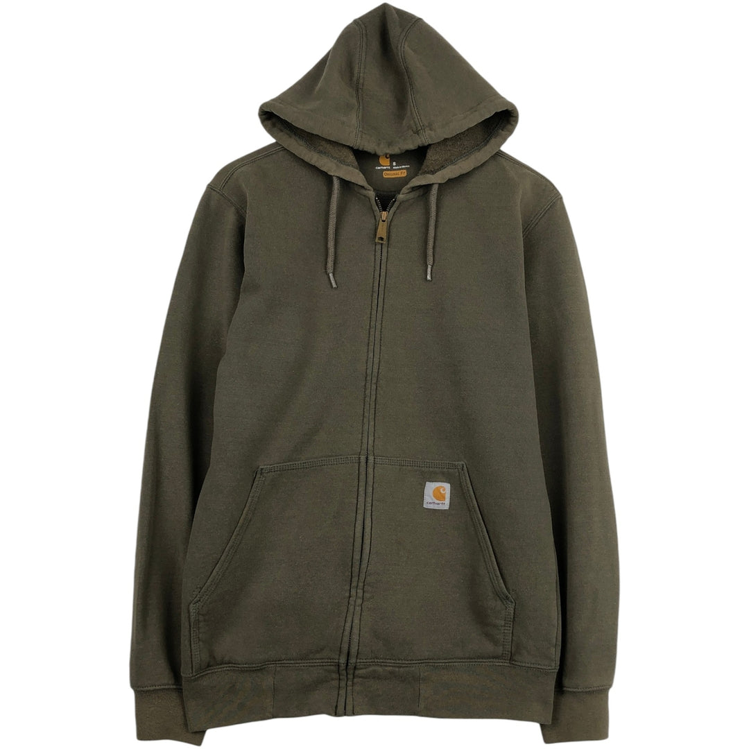 Carhartt Original Fit Full-Zip Sweatshirt Hoodie, Men's Size Small cotton Khaki type Vintage Second Hand
