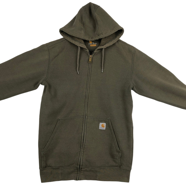Carhartt Original Fit Full-Zip Sweatshirt Hoodie, Men's Size Small cotton Khaki type Vintage Second Hand