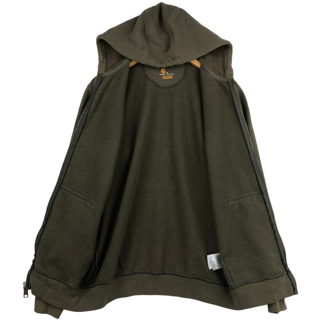 Carhartt Original Fit Full-Zip Sweatshirt Hoodie, Men's Size Small cotton Khaki type Vintage Second Hand