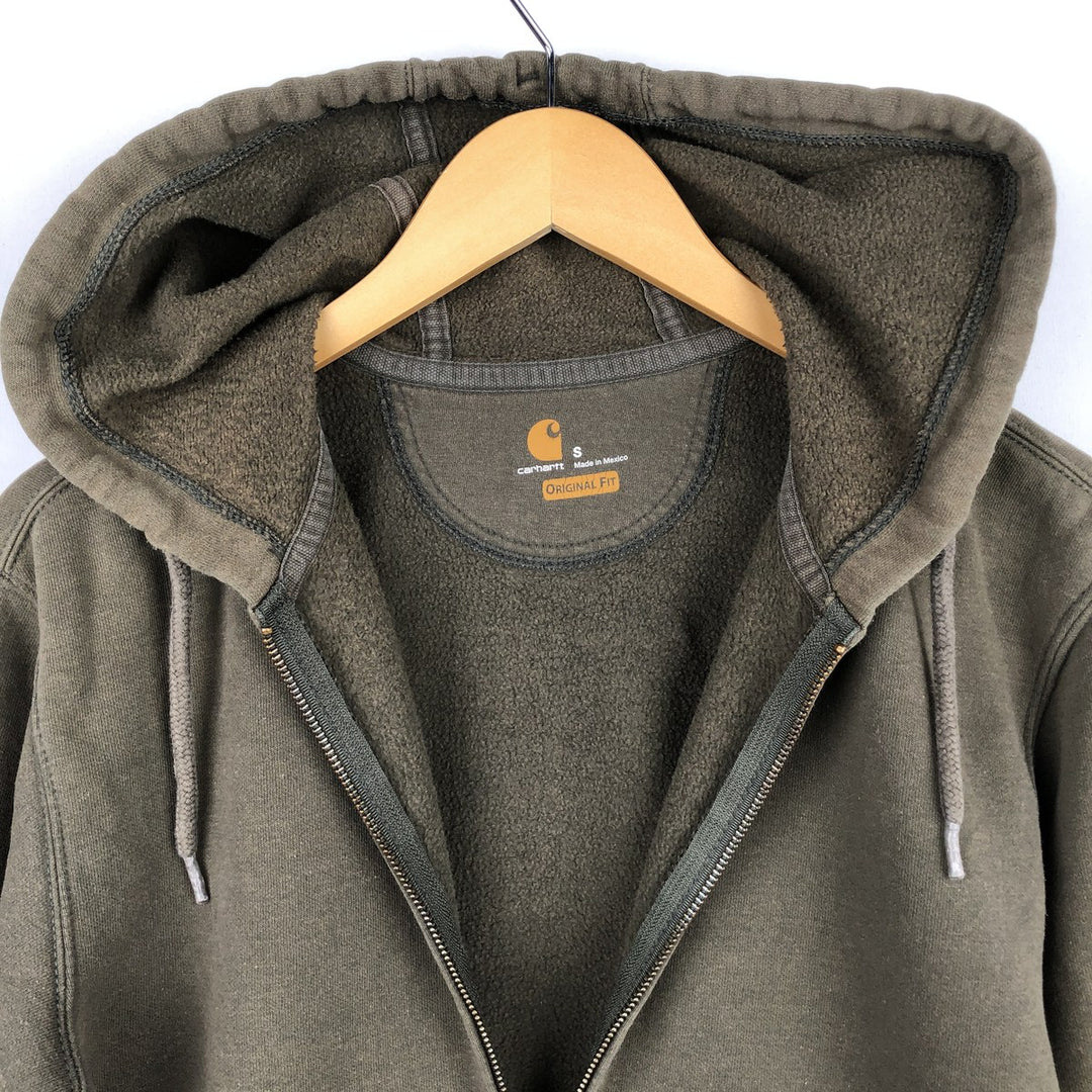 Carhartt Original Fit Full-Zip Sweatshirt Hoodie, Men's Size Small cotton Khaki type Vintage Second Hand
