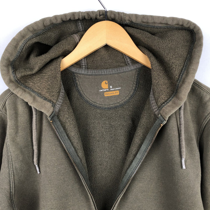 Carhartt Original Fit Full-Zip Sweatshirt Hoodie, Men's Size Small cotton Khaki type Vintage Second Hand
