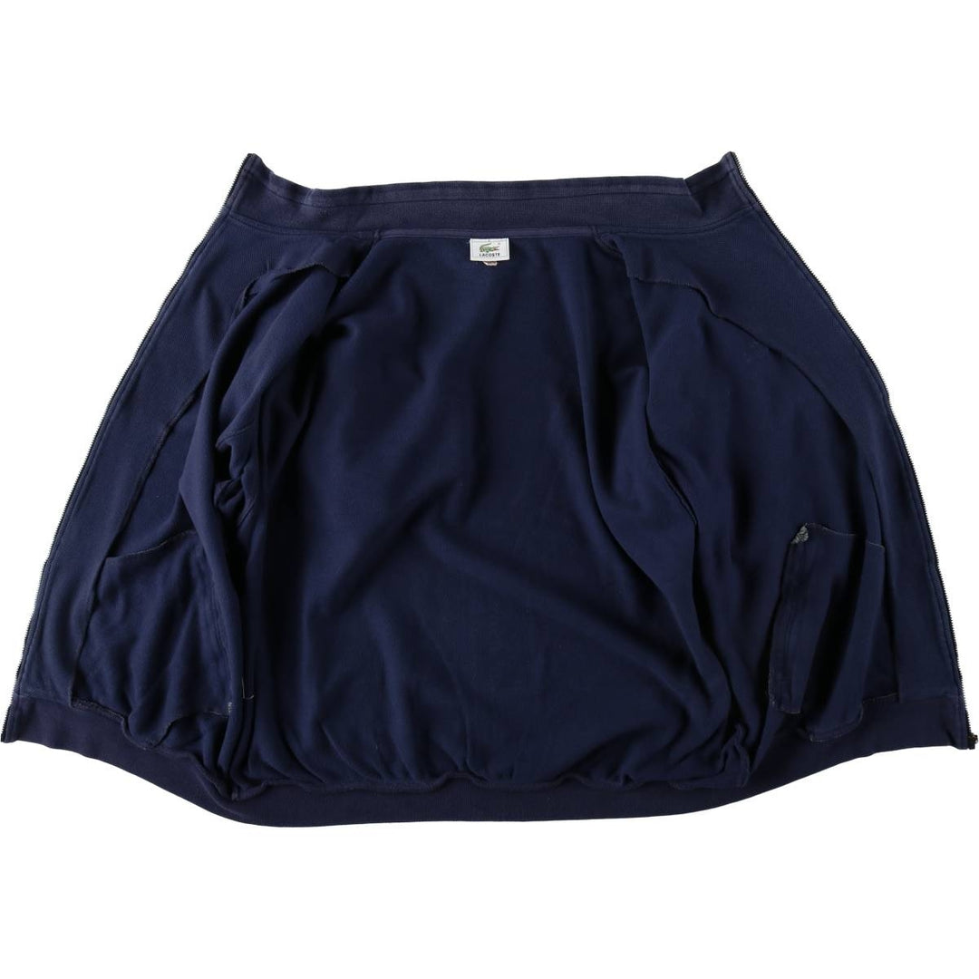 Lacoste pique full-zip sweatshirt, size 6 (equivalent to men's XL). cotton navy blue type Vintage Second Hand