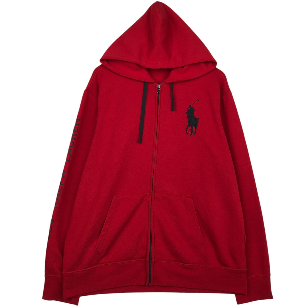 Ralph Lauren POLO by Ralph Lauren Big Pony Sweat Full-Zip Hoodie, Men's Size XL (approx.) polyester red type Vintage Second Hand