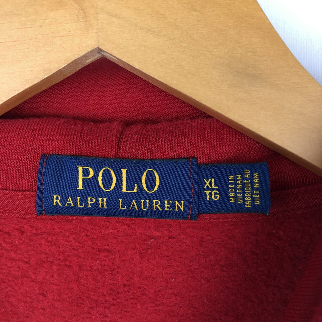 Ralph Lauren POLO by Ralph Lauren Big Pony Sweat Full-Zip Hoodie, Men's Size XL (approx.) polyester red type Vintage Second Hand