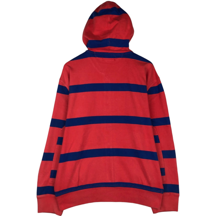 Ralph Lauren POLO by Ralph Lauren Striped Pattern Sweat Full-Zip Hoodie, Men's Size L (approx.) cotton red type Vintage Second Hand