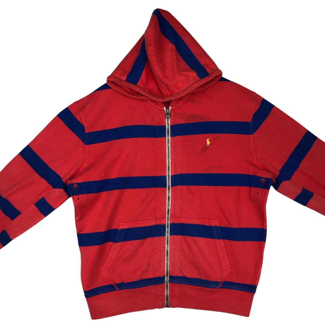 Ralph Lauren POLO by Ralph Lauren Striped Pattern Sweat Full-Zip Hoodie, Men's Size L (approx.) cotton red type Vintage Second Hand