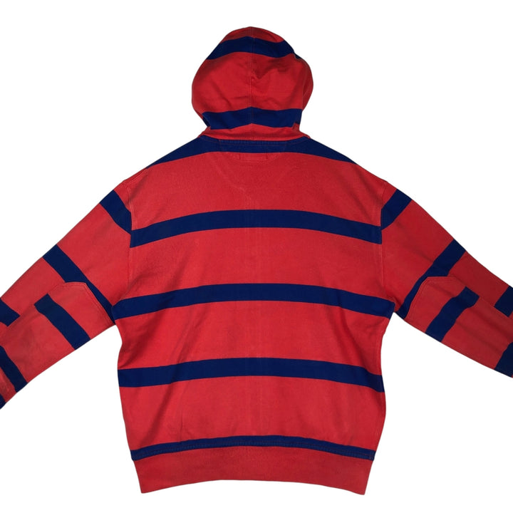 Ralph Lauren POLO by Ralph Lauren Striped Pattern Sweat Full-Zip Hoodie, Men's Size L (approx.) cotton red type Vintage Second Hand