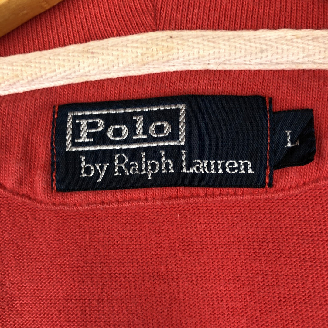 Ralph Lauren POLO by Ralph Lauren Striped Pattern Sweat Full-Zip Hoodie, Men's Size L (approx.) cotton red type Vintage Second Hand