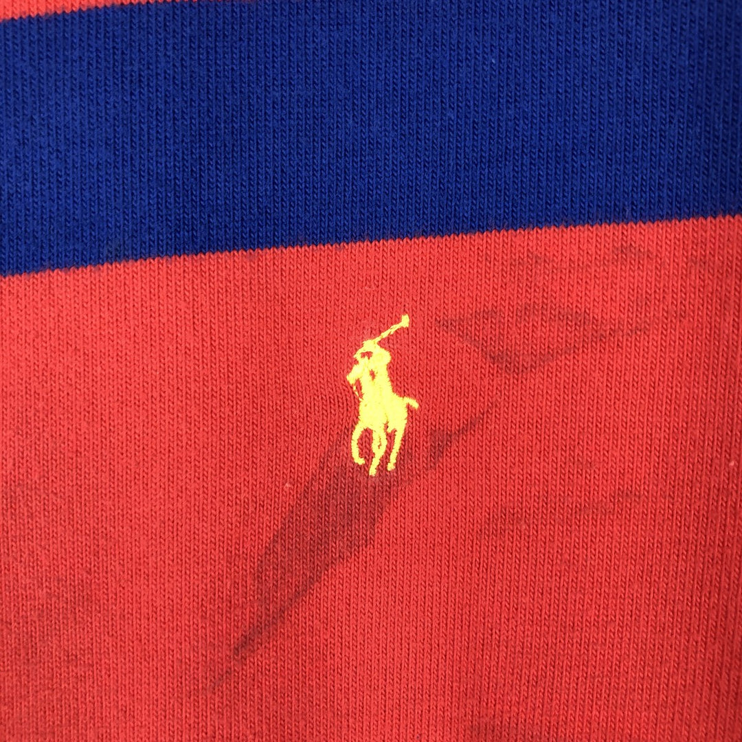 Ralph Lauren POLO by Ralph Lauren Striped Pattern Sweat Full-Zip Hoodie, Men's Size L (approx.) cotton red type Vintage Second Hand