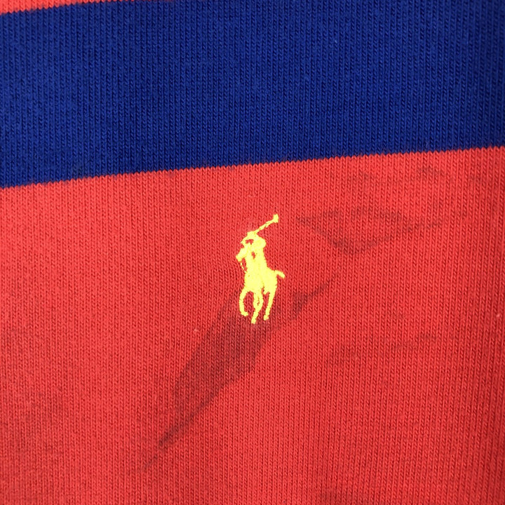 Ralph Lauren POLO by Ralph Lauren Striped Pattern Sweat Full-Zip Hoodie, Men's Size L (approx.) cotton red type Vintage Second Hand
