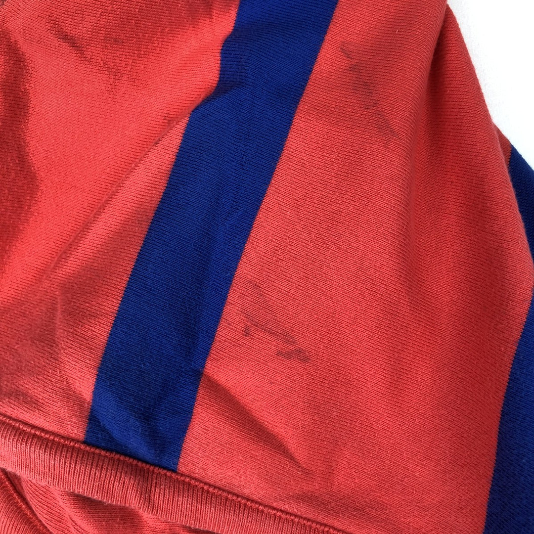 Ralph Lauren POLO by Ralph Lauren Striped Pattern Sweat Full-Zip Hoodie, Men's Size L (approx.) cotton red type Vintage Second Hand