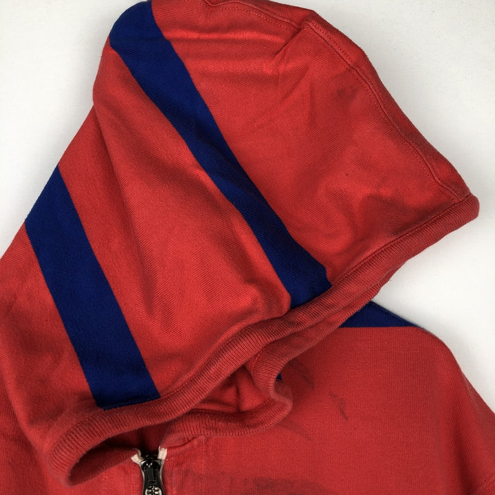 Ralph Lauren POLO by Ralph Lauren Striped Pattern Sweat Full-Zip Hoodie, Men's Size L (approx.) cotton red type Vintage Second Hand
