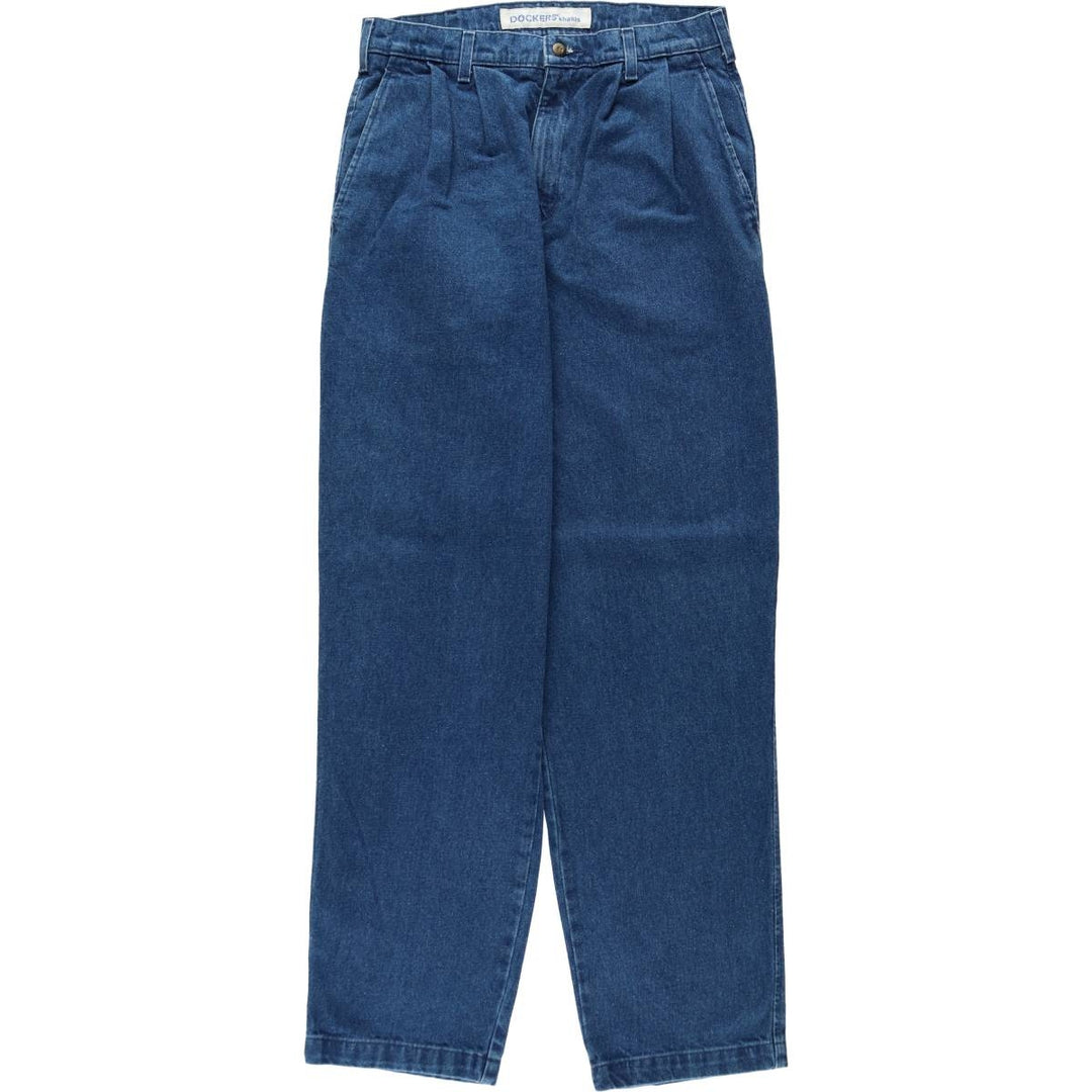 90'S Dockers Classic Fit Two-Pleat Tapered Denim Pants, Men's Size W30 (approx.), Vintage cotton blue type Vintage Second Hand