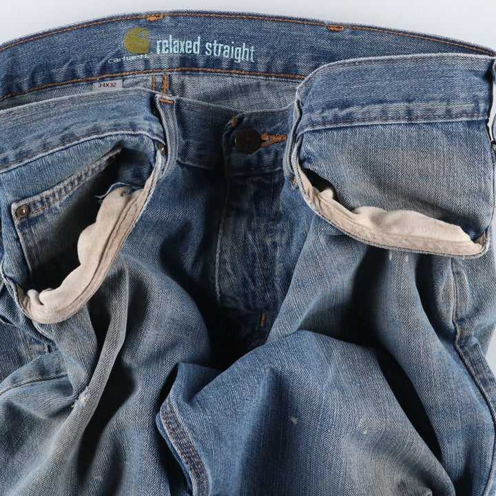 Carhartt Relaxed Fit Straight Denim Pants, Men's, Size 35 cotton blue type Vintage Second Hand