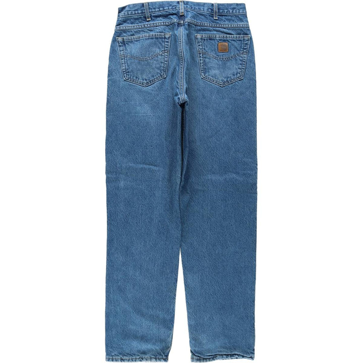 Carhartt Straight Denim Pants, Made in USA, Men's Size W34 (approx.) cotton blue type Vintage Second Hand