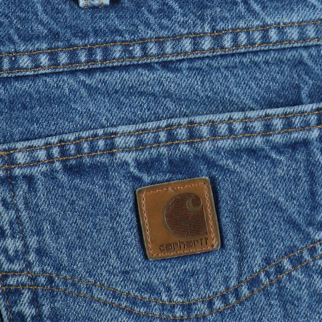 Carhartt Straight Denim Pants, Made in USA, Men's Size W34 (approx.) cotton blue type Vintage Second Hand