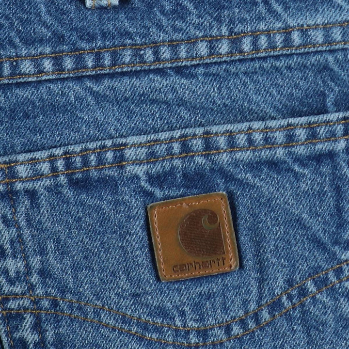 Carhartt Straight Denim Pants, Made in USA, Men's Size W34 (approx.) cotton blue type Vintage Second Hand