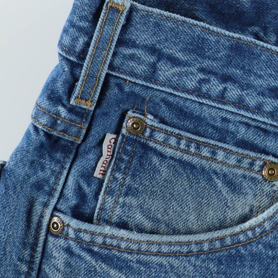 Carhartt Straight Denim Pants, Made in USA, Men's Size W34 (approx.) cotton blue type Vintage Second Hand