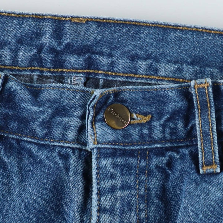 Carhartt Straight Denim Pants, Made in USA, Men's Size W34 (approx.) cotton blue type Vintage Second Hand