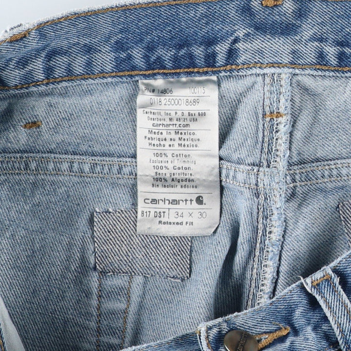 Carhartt Relaxed Fit Tapered Denim Pants for Men, W34 equivalent cotton blue type Vintage Second Hand