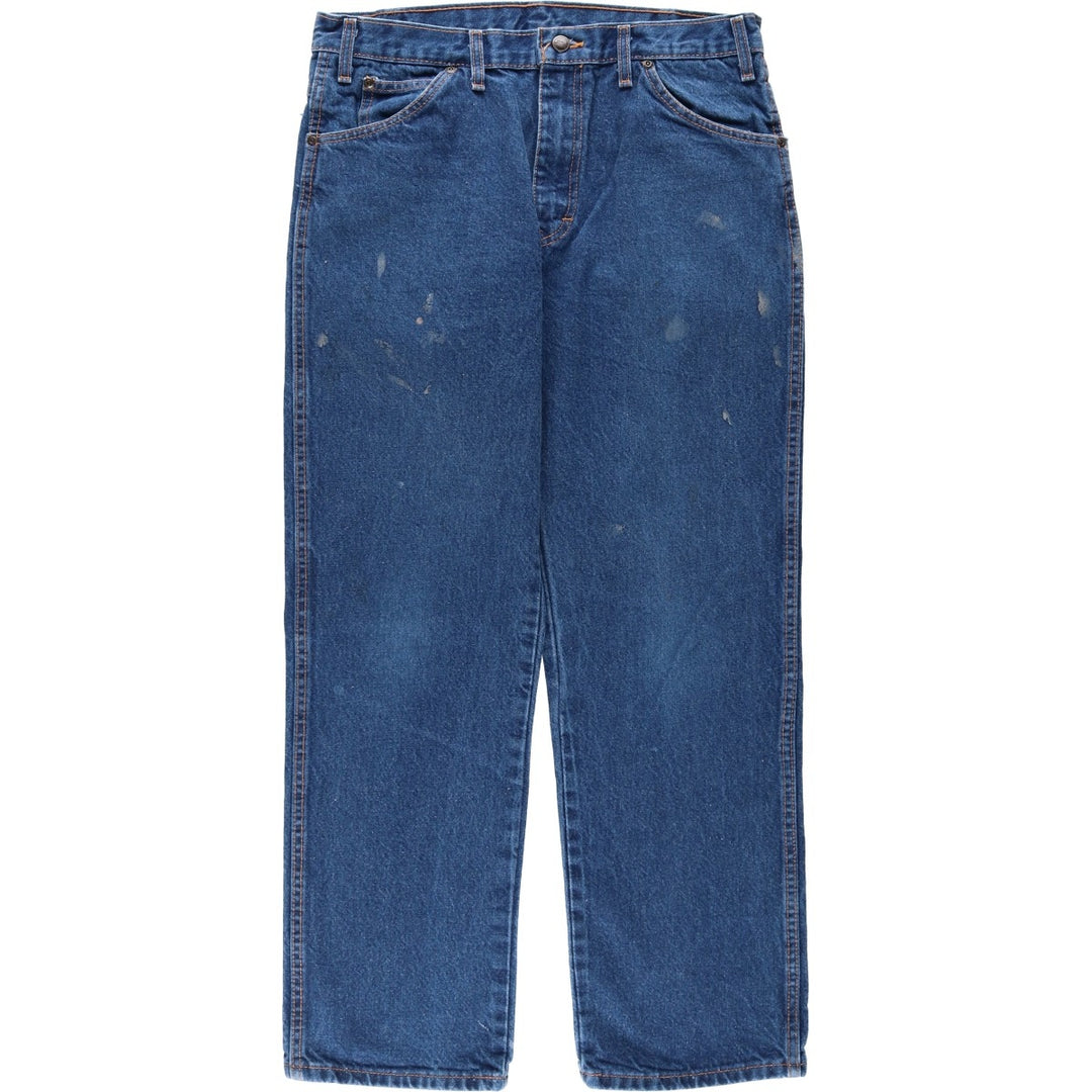 Dickies Regular Fit Painted Straight Denim Pants, Men's Size W34 (approx.) cotton blue type Vintage Second Hand