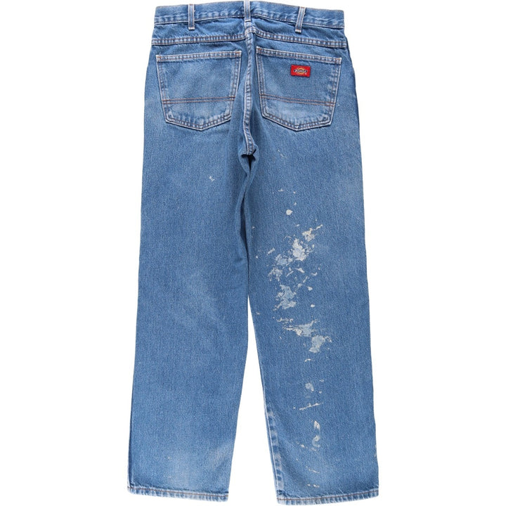 Dickies painted straight denim pants, men's size W32 (approx.) cotton blue type Vintage Second Hand