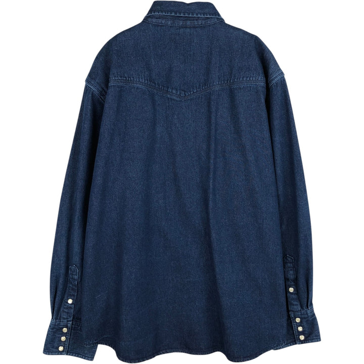 Carhartt Relaxed Fit Long-Sleeve Denim Western Shirt, Men's Size XL (approx.) cotton blue type Vintage Second Hand