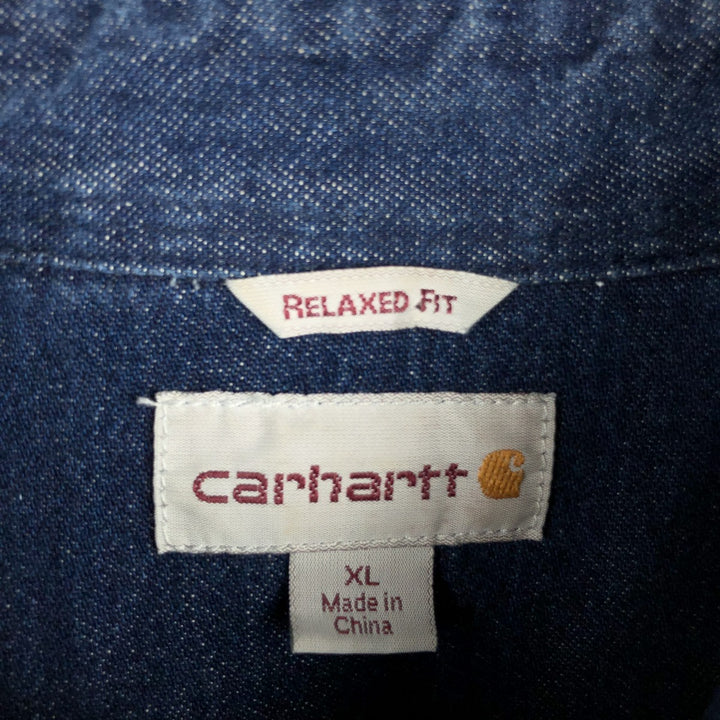 Carhartt Relaxed Fit Long-Sleeve Denim Western Shirt, Men's Size XL (approx.) cotton blue type Vintage Second Hand