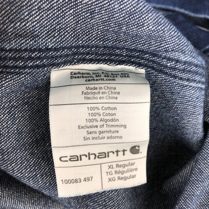 Carhartt Relaxed Fit Long-Sleeve Denim Western Shirt, Men's Size XL (approx.) cotton blue type Vintage Second Hand